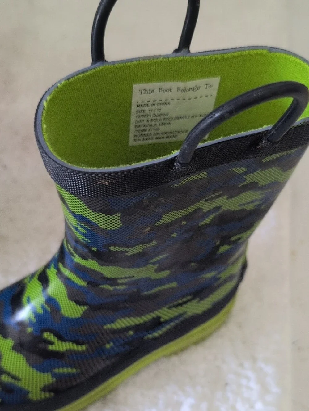 Kids Camo Rain & Snow Boots - Green and Blue